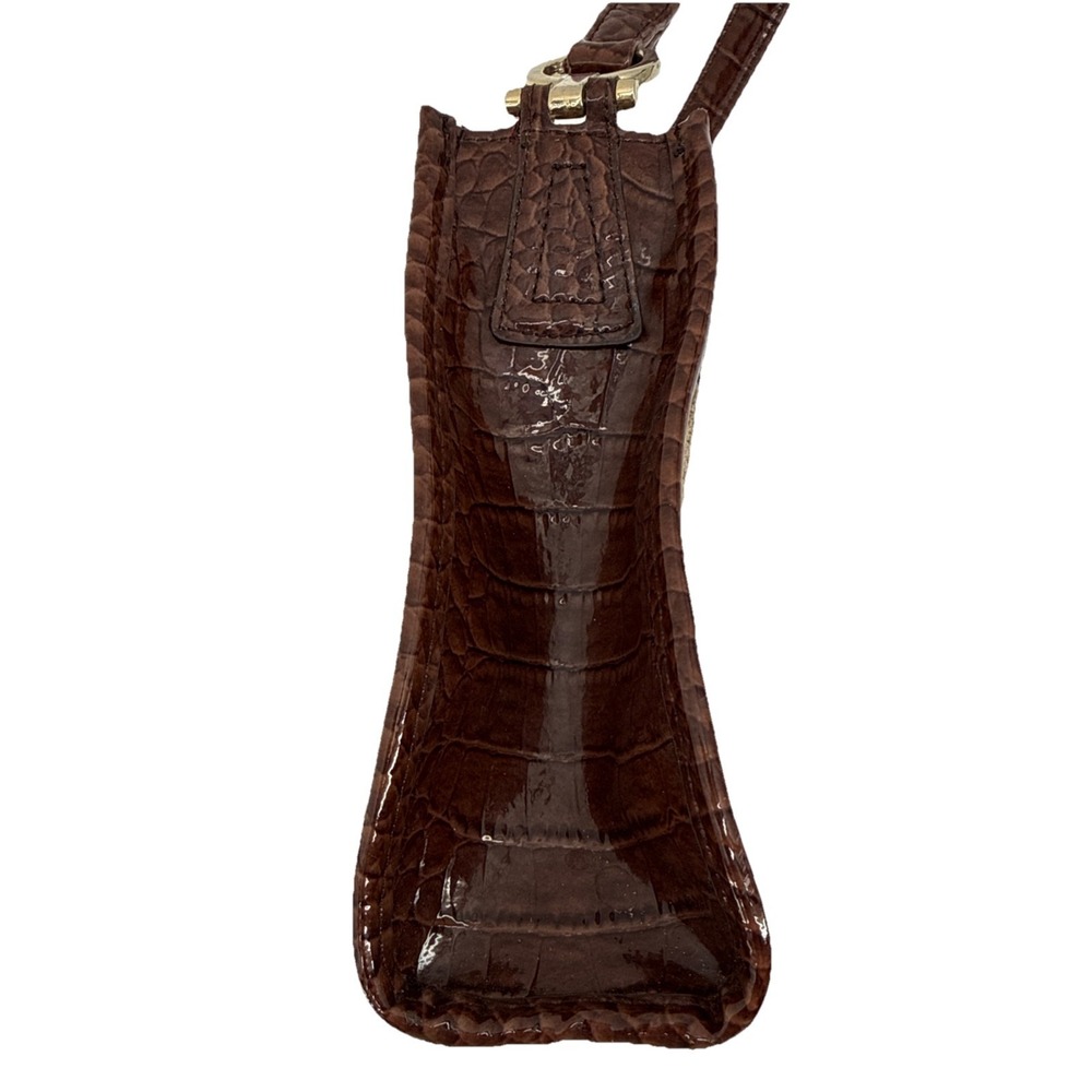 Liz Claiborne Brown & Lt Tan Floral Tapestry Fabric Leather Trim Gold Thread - Picture 3 of 7